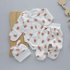 Набір 3в1: Боді, повзунки та шапочка Ведмедик плюшевий (Футер з начосом) 56 (0-3міс)