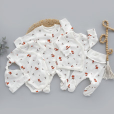 Набір 5в1: Чоловічок, льоля, повзунки, боді короткий рукав та шапочка Бембі (Рубчик) 56 (0-3міс)