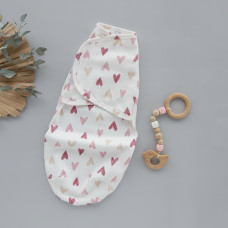 Коконпелюшка на липучці Сердечка Рожевий (Рубчик) 56 (0-1міс)