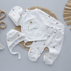 Набір 3в1: Льоля, повзунки та шапочка Сердечка Кульбаба (Футер - з начосом) 56 (0-3міс)