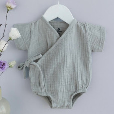 Боді мусліновий короткий рукав Сірий 68 (6-9міс)