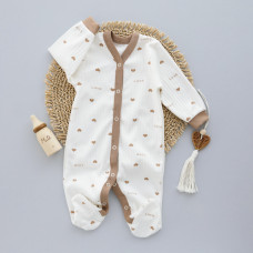 Чоловічок Сердечка Бежевий Love (Рубчик) 62 (3-6міс)