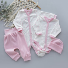 Комплект 4в1 Сердечка Молочний (Рубчик/ Інтерлок) 62 (3-6міс)