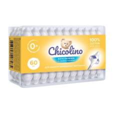 Дитячі ватні палички з обмежувачем Chicolino 60шт