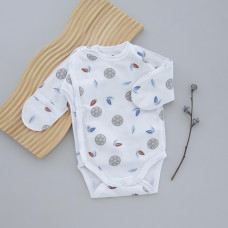 Боді довгий рукав Листики (Футер - з начосом) 62 (3-6міс)