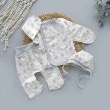 Набір 3в1: Льоля, повзунки та шапочка Ведмедик зайчик (Футер - з начосом) 56 (0-3міс)