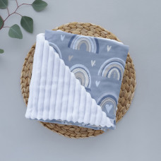 Плед плюш, без утеплення Веселка Синій/ Білий плюш 100/80