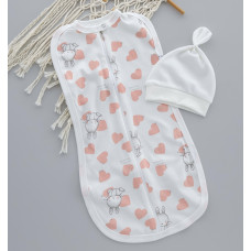 Коконпелюшка на змійці з шапочкою Зайчик Сердечка (Інтерлок) 62 (0-3міс)