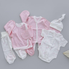 Комплект 5в1: Сердечка Рожевий (Рубчик) 56 (0-3міс)