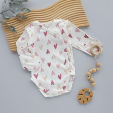 Боді довгий рукав Сердечка Рожевий (Рубчик) 62 (1-3міс)