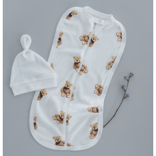 Коконпелюшка на змійці з шапочкою Ведмедик Тедді (Інтерлок) 62 (0-3міс)
