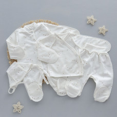 Комплект 4в1 Зірки Молочний (Футер - з начосом) 56 (0-3міс)