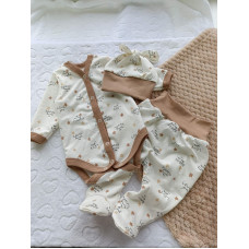 Набір 3в1: Боді, повзунки та шапочка Кохаю Бежевий (Футер - з начосом) 62 (3-6міс)