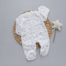 Чоловічок Сердечка Сірий (Футер - з начосом) 56 (0-3міс)