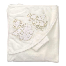 Дитячий рушник з кутиком махровий Ангели Золотий 85/75