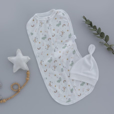 Коконпелюшка на змійці з шапочкою Місяць Молочний (Інтерлок) 62 (0-3міс)