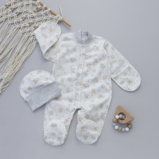 Чоловічок та шапочка Ведмедик зайчик (Футер - з начосом) 56 (0-3міс)