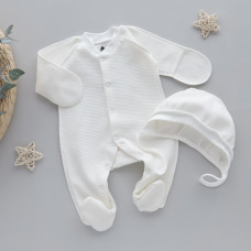 Чоловічок та шапочка Молочний (Вафелька) 56 (0-3міс)