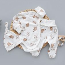 Набір 3в1: Боді, повзунки та шапочка вузлик Ведмедик Коричневий (Інтерлок) 56 (0-3міс)
