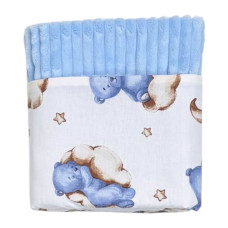 Плед плюш Ведмедик на хмаринці Блакитний/ Блакитний плюш 100/80