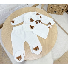 Набір 3в1: Льоля, повзунки та шапочка Ведмедики Коричневий (Інтерлок) 56 (0-3міс)