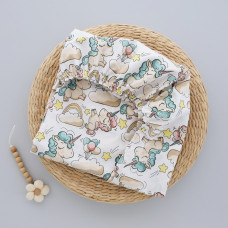 Простинка на гумці в ліжко Единоріжки Молочний 120/60