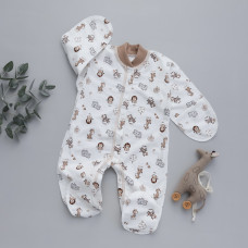 Чоловічок Звірята Бежевий (Футер - з начосом) 56 (0-3міс)