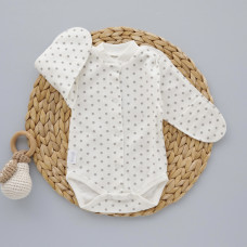 Боді довгий рукав Горошок Сірий (Інтерлок) 56 (0-3міс)