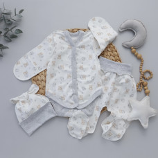 Набір 3в1: Боді, повзунки та шапочка Ведмедик зайчик (Футер - з начосом) 56 (0-3міс)