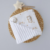 Плед плюш, без утеплення Ведмедик Місяць Бежевий /Білий плюш 100/80