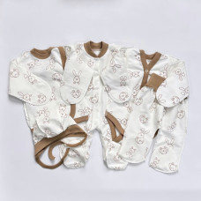 Комплект 5в1 Зайчики Бежевий (Футер - з начосом) 56 (0-3міс)