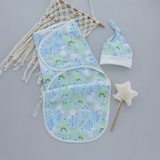 Коконпелюшка на липучці з шапочкою Ведмедик (Футер - з начосом) 56-62