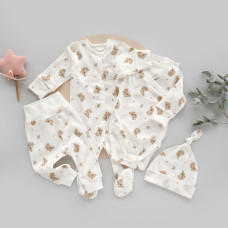 Набір 4в1: Чоловічок, боді, повзунки та шапочка вузлик Коала Рожевий (Рубчик) 62 (3-6міс)