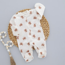 Чоловічок Ведмедик плюшевий Бежевий (Футер - з начосом) 56 (0-1міс)