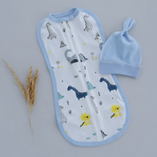 Коконпелюшка на змійці з шапочкою Діно (Інтерлок) 62 (0-3міс)