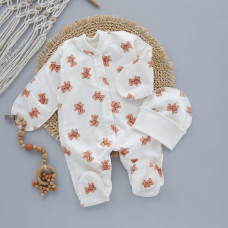 Чоловічок та шапочка Ведмедик плюшевий (Футер - з начосом) 56 (0-3міс)