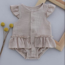 Боді мусліновий для дівчинки Персиковий 68 (6-9міс)
