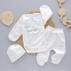 Набір 3в1: Боді, повзунки та шапочка Привіт світ (Футер - з начосом) 56 (0-3міс)