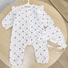 Мусліновий Чоловічок Метелик та шапочка Квіти 62 (1-3міс)