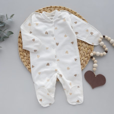 Чоловічок Сердечка Бежевий (Футер - з начосом) 56 (0-3міс)