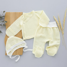 Мусліновий набір 3в1: Льоля, повзунки та шапочка Лимонний 56 (0-3міс)