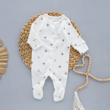 Чоловічок Сердечка Бежевий (Рубчик) 56 (0-3міс)