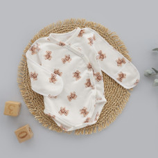 Боді довгий рукав Ведмедик плюшевий Бежевий (Футер - з начосом) 56 (0-1міс)