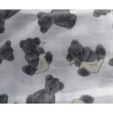 Муслінова пелюшка Ведмедик з хусточкою Сірий 100/80