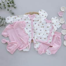 Набір 5в1 Сердечка Рожевий Вузлик (Рубчик) 56 (0-3міс)