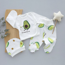 Набір 3в1: Льоля, повзунки та шапочка Авокадо Молочній (Інтерлок) 50 (newborn)