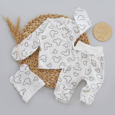 Набір 3в1: Льоля, повзунки та шапочка Міккі Молочний (Інтерлок) 56 (0-1міс)