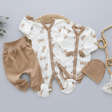 Комплект 4в1 Ведмедик на хмаринці Бежевий (Інтерлок) 62 (3-6міс)