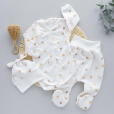 Набір 3в1: Боді, повзунки та шапочка Сердечка Ведмедик (Футер - з начосом) 62 (3-6міс)