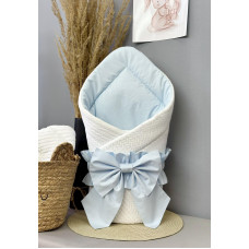 Конверт 80/80 з бантом-гумкою та кокосовою вкладкою Білий-Блакитний / Осінь